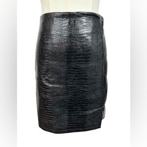 Topshop Black Croc-Texture Pencil Mini Skirt Size 2